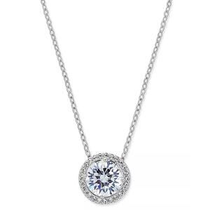 Silver-Tone Crystal Pendant Necklace
